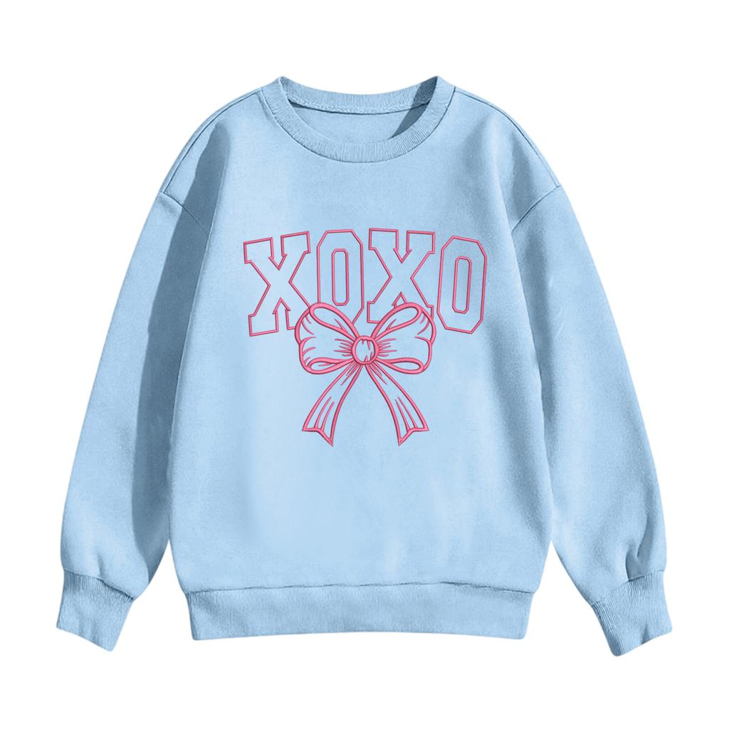 Children's Casual Round Neck Printed Pullover Long,sleeved Hooded Sweatshirt Top