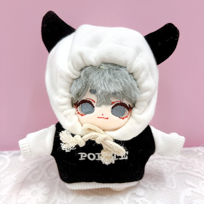 White 10cm Plush Hoodie with Horns, Cotton Doll Clothes, g.triger, for Oshi-Nui (Pre-owned)