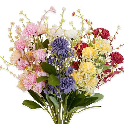 Simulation Flower 5 Pronged Spherical Chrysanthemum, Artificial Simulation Green Plant Wedding Wedding Hall Floor Arrangement Flower Silk Flower