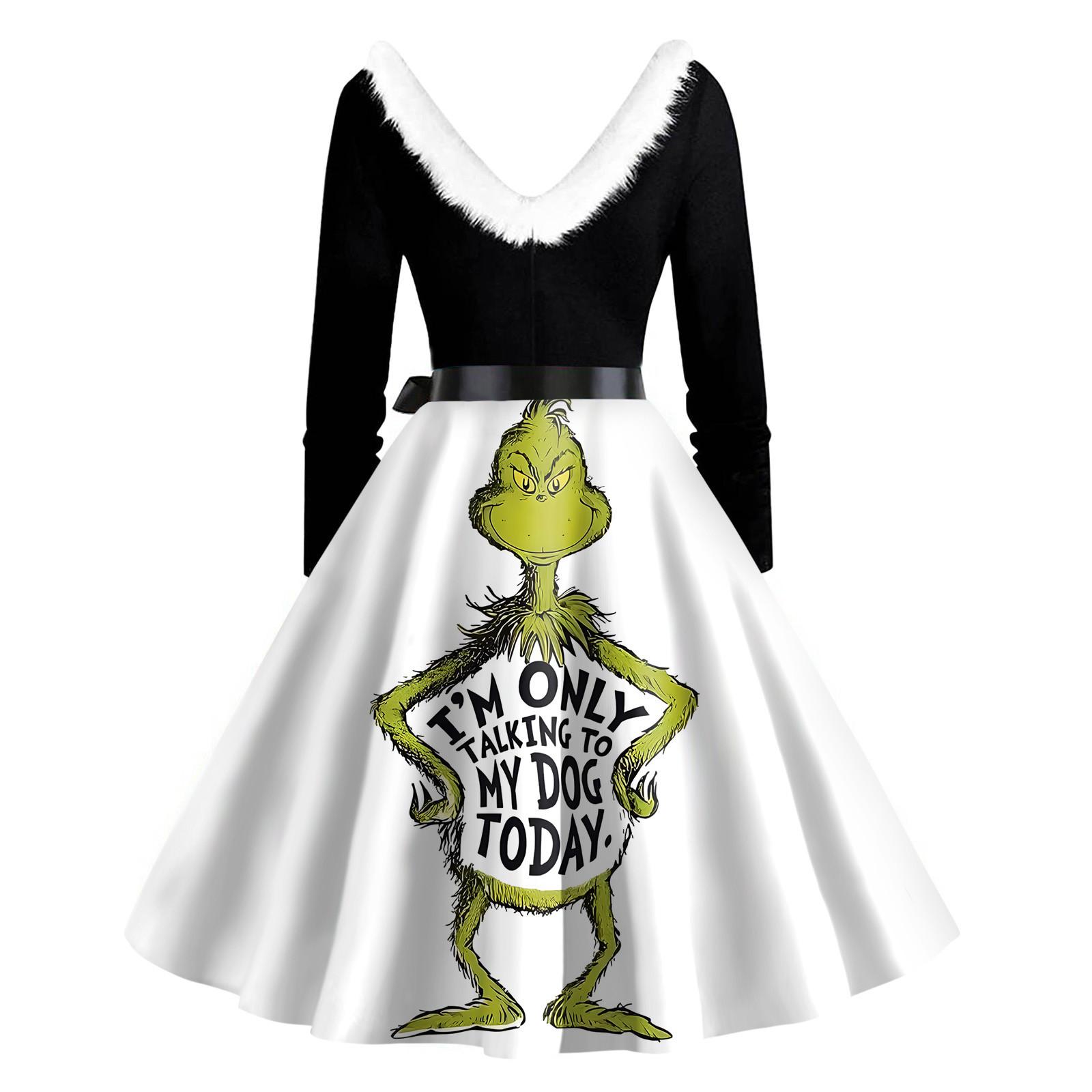 Женское повседневное и модное платье на молнии с длинными рукавами и v-образным вырезом — фото 3