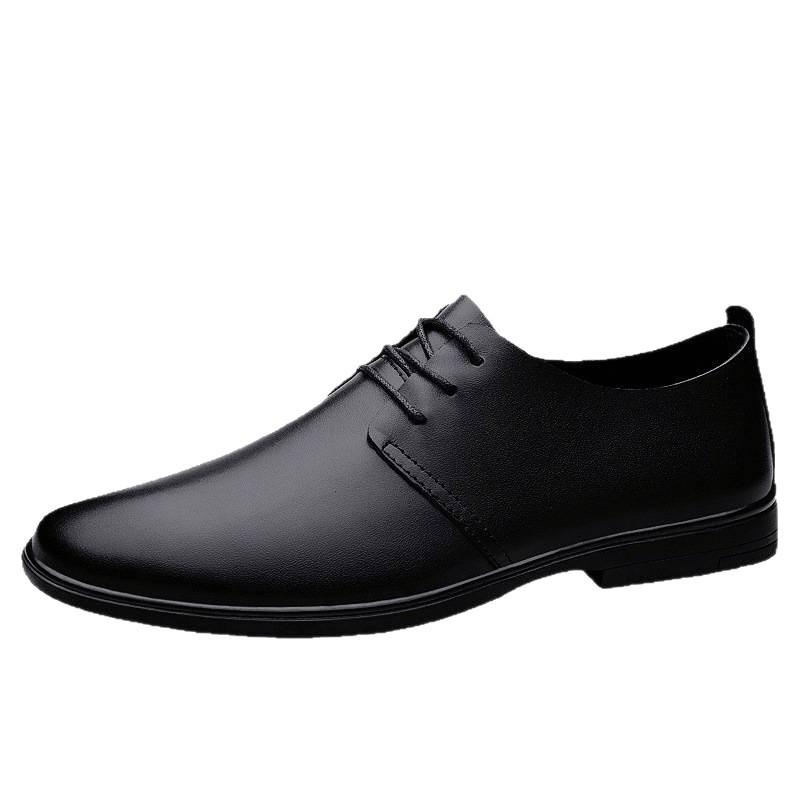 Shallow Casual Breathable New Lace-up Shoes Men's Embossed Plaid Pattern Business Leather Shoes Formal Men's Shoes