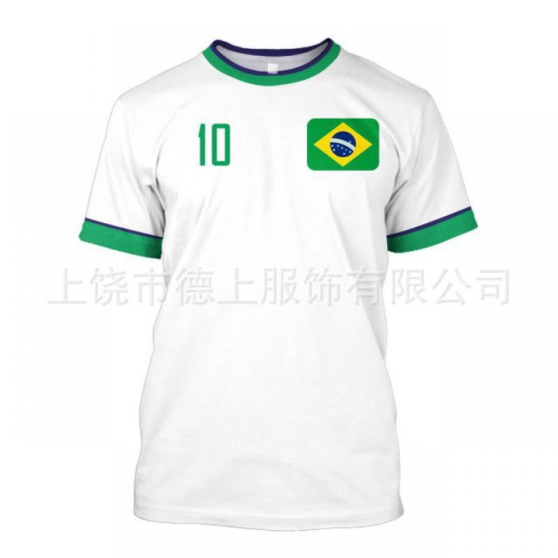 Herren T-Shirt Brasilien Fußball Nationalmannschaft Kurzarm Rundhals Feuchtigkeitsableitend Lässiges T-Shirt