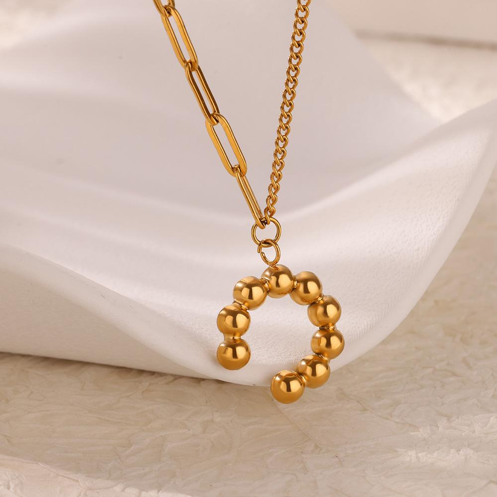 Punková Zlatá Barva Srdce Přívěsek Náhrdelník pro Ženy Nerezová Ocel OT Spona Korálkový Řetízek na Krk Choker Y2K Šperky Doplňky