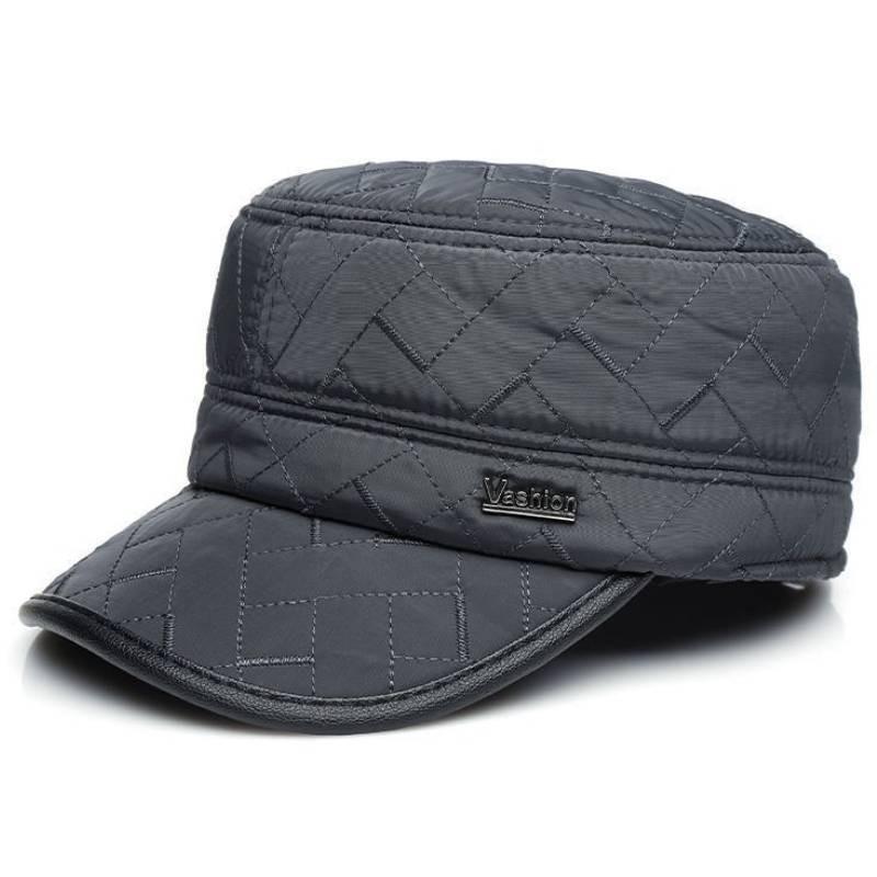 Vashion Letter Peaked Cap Flat Top Hat Outdoor Sports Thickened Ear Protection