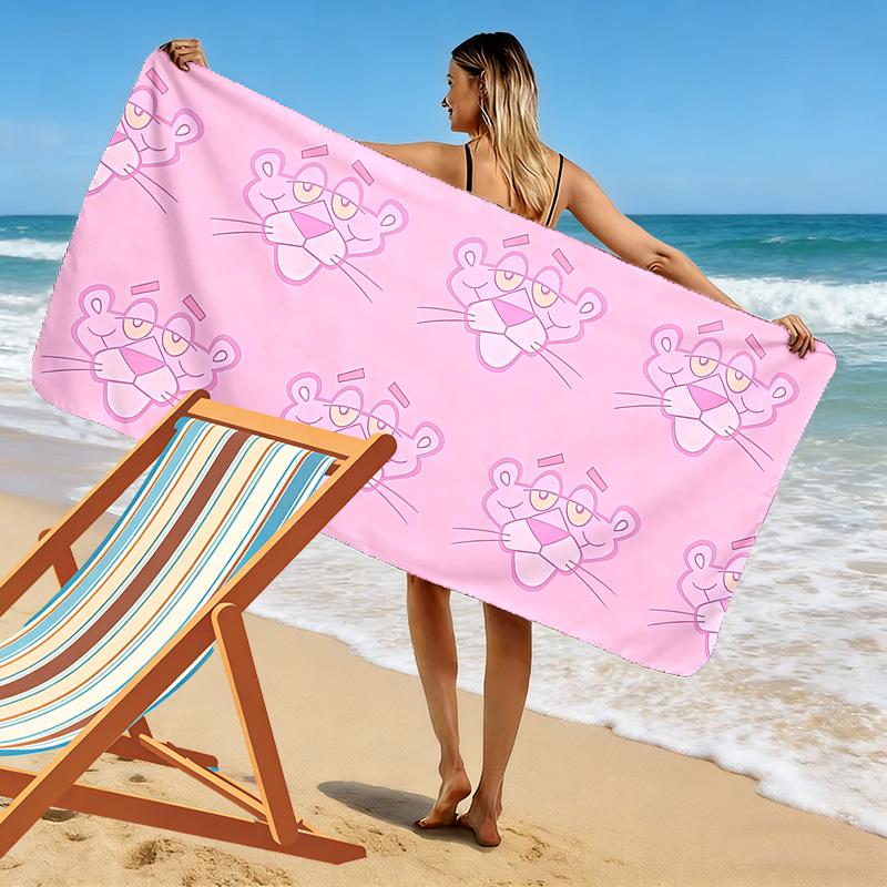 Pink Panther Print Beach Towel, Large Soft Quick Dry Towel for Beach Camping Swimming