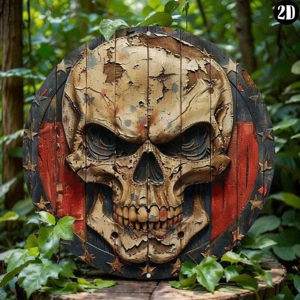 Vintage Retro Metal Tin Sign 8x8 Inch Round Skeleton Man Wall Decor Home Garage Bar Art