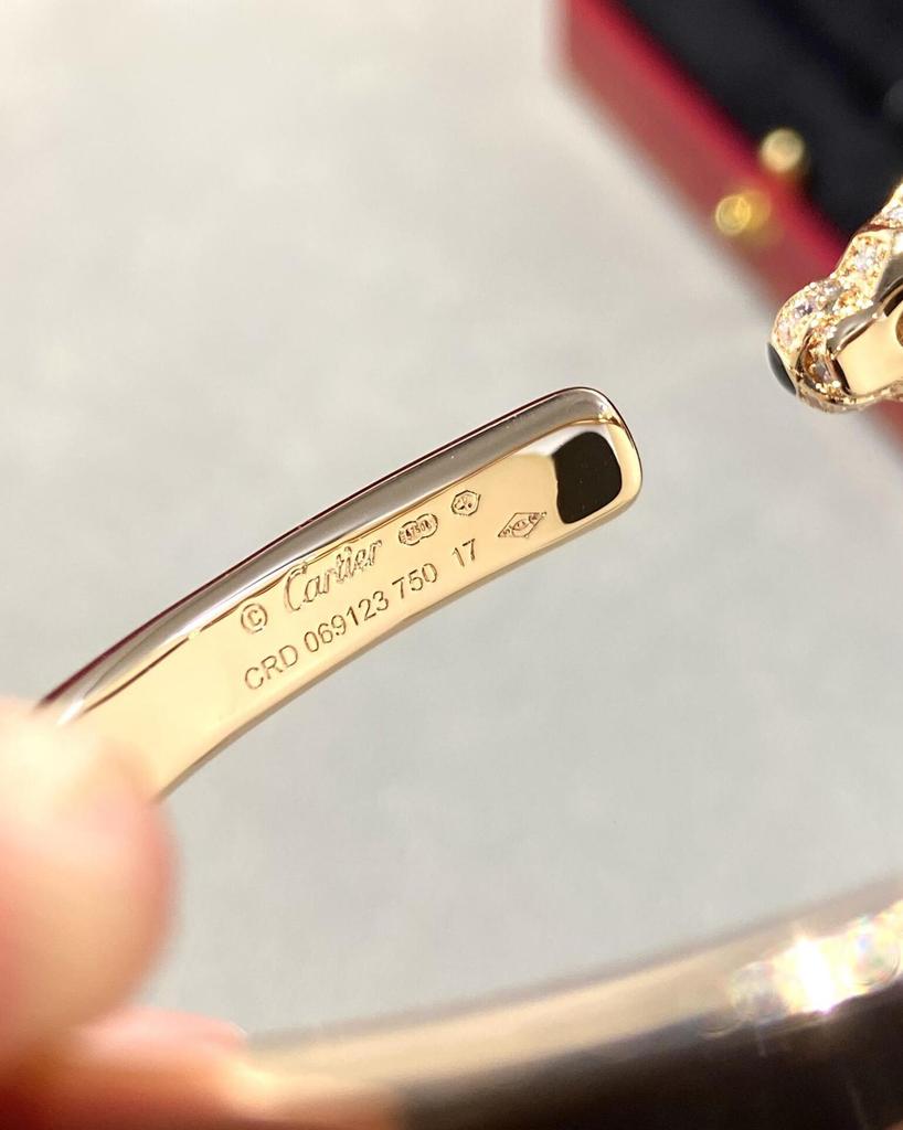 Kajia 925 Silver CNC Panther Bracelet – Smooth Half-Diamond & Full-Diamond Fashion Cheetah Double-Headed Leopard Bangle