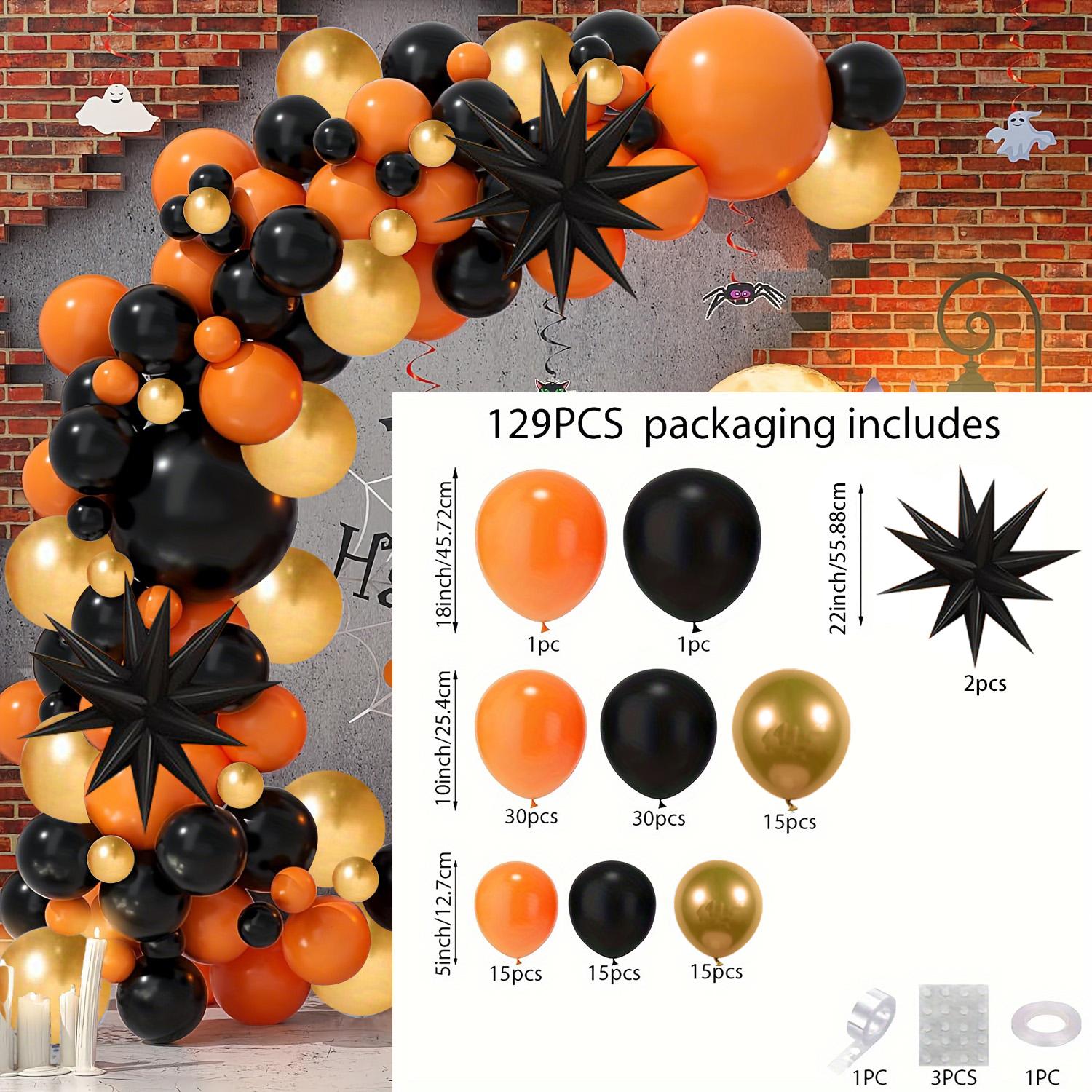 

129 Pieces Black Orange Balloon Arch Set for Halloween Birthday Theme Party Escape Room Horror Game and Many Other Occasions Other