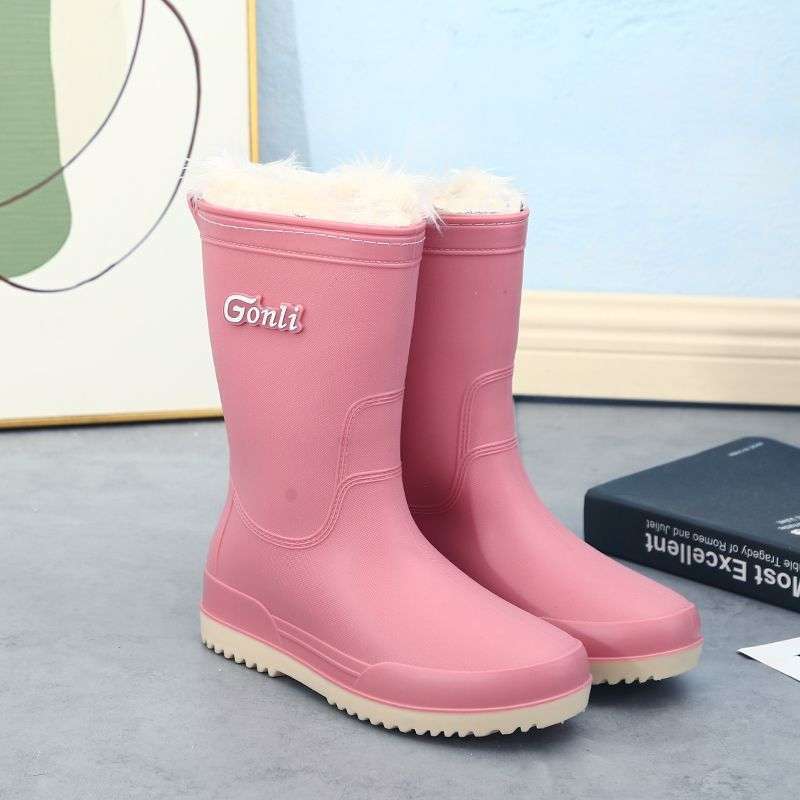 2025 New Rain Shoes Women's Fashion Wear Non-slip Foreign Style Medium and High Tube Water Shoes Adult Soft-soled Long Rain Boots