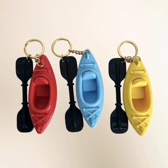 Portachiavi Kayak Stampato in 3D, Portachiavi Ciondolo Kayak, Ciondolo Remo da Kayak con Portachiavi, Regalo Unico per Appassionati di Kayak