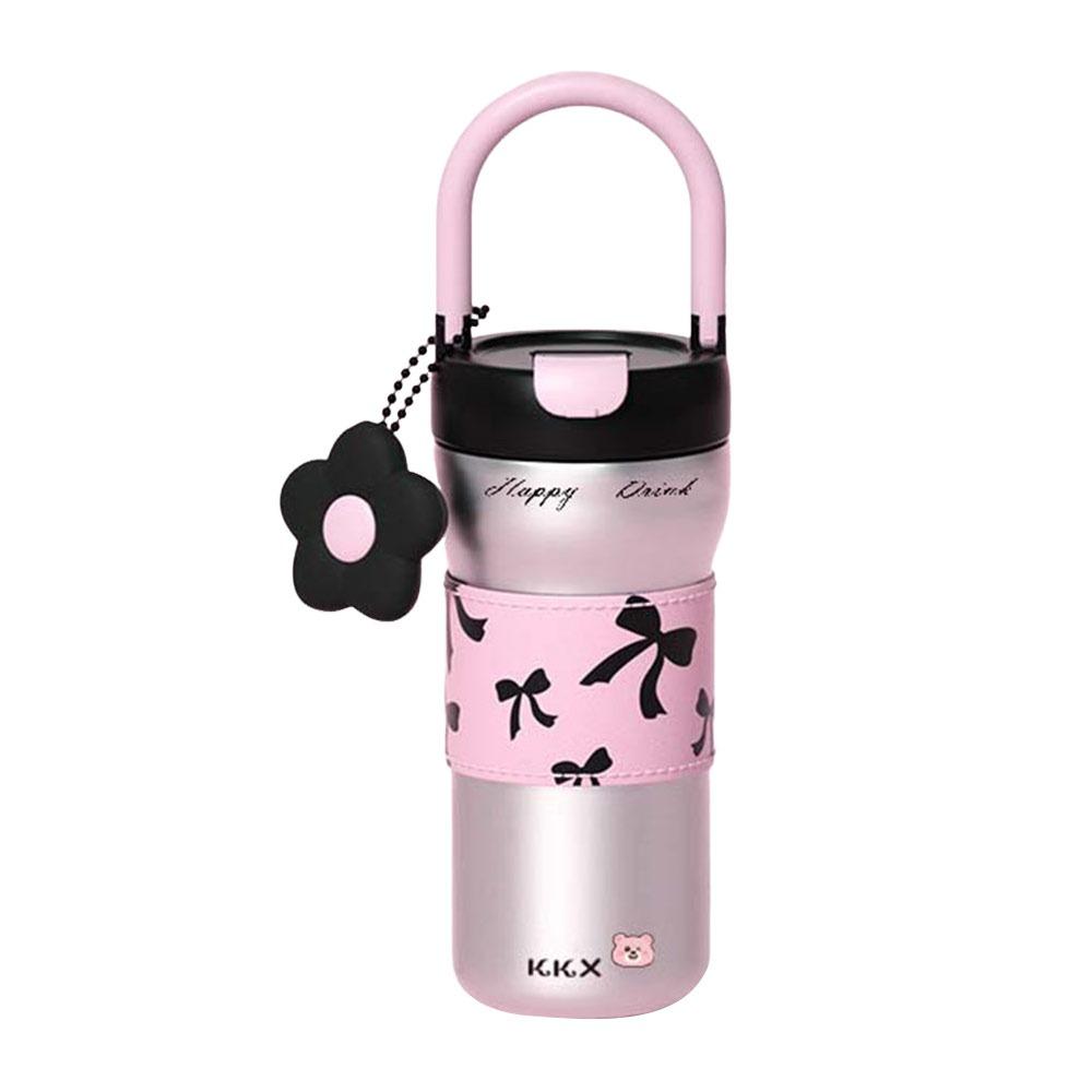 

Portable 720ml Insulated Cup Stainless Steel Large Capacity Straw Cup Dustproof with Flower Pendant Student Drinking Cup Travel As Shown розовый