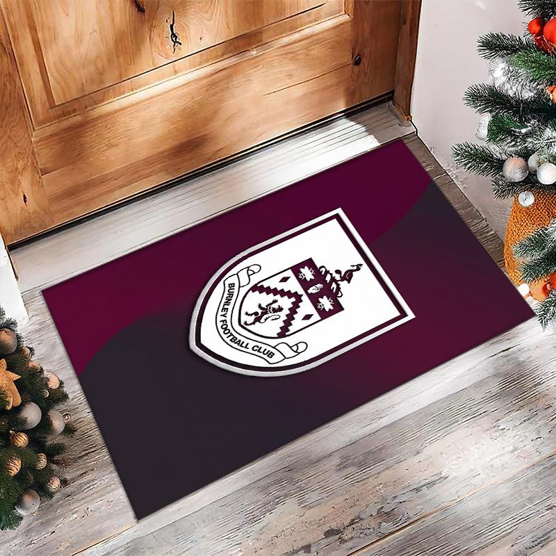 Burnley Football Print Crystal Velvet Rug, Comfortable Water Absorbent Non Slip Indoor Floor Carpet