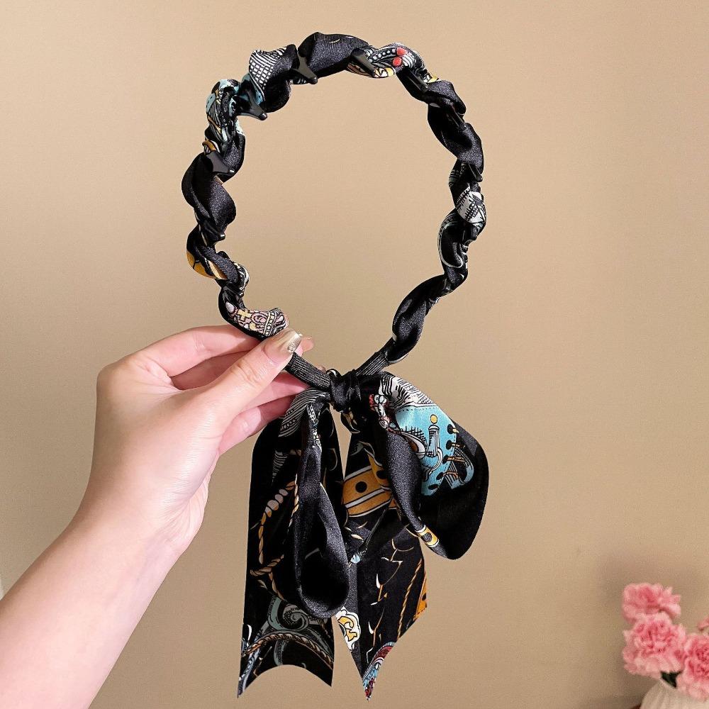 Retro Non Slip Hair Band Adjustable Fabric Ribbon Hair Hoop New Bow Braided Headbands