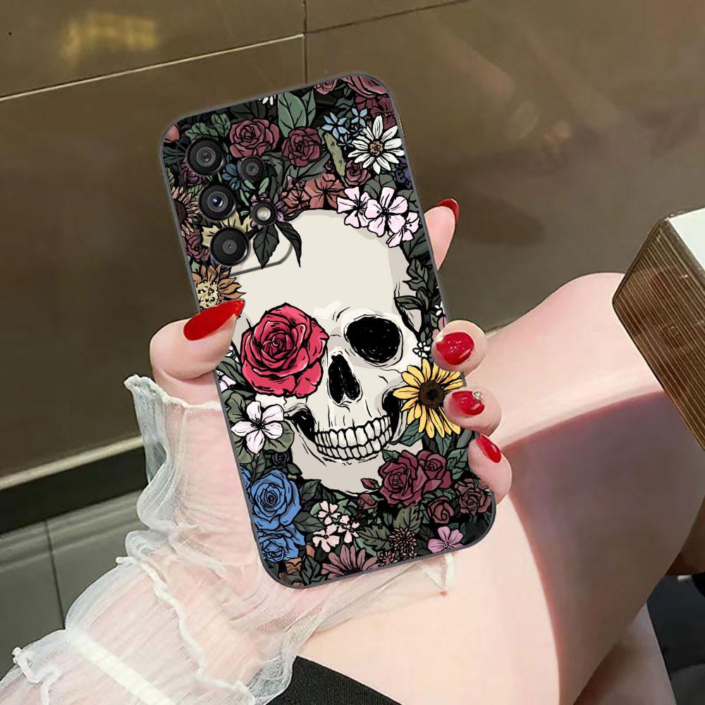 Skull Flower Art Mexico Phone Case For Samsung A73 A72 A71 A57 A56 A55 A54 A53 A52 A51 A37 A36 A33 A32 A23 A22 A16 A15 A14 Case