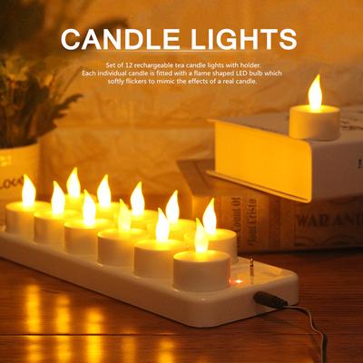 12-teilige LED-Kerzenlampe, wiederaufladbar, kreative flackernde Simulationsflamme, Kerze, Nachtlicht, Teelicht für Party, Heimdekoration