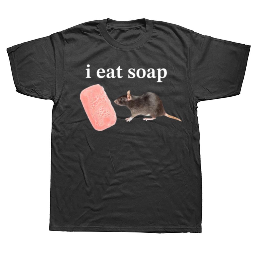 I Eat Soap Rat Funny Meme T Shirt Men's Fashion Vintage O-Neck Short Sleeve T-shirts Casual Cotton Oversized TShirts Streetwear