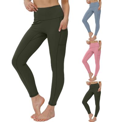 Leggings femininas elásticas para ioga, fitness, corrida, academia, esportes, comprimento total, calças ativas