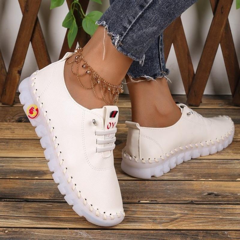 Damen Handgemachte Flache Schuhe mit Weicher Sohle, Bequeme Slip-On Schuhe, Übergrößen Frühling Sommer Schuhwerk