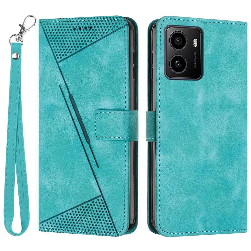 For HMD Pulse/Pulse Plus/Pulse Pro Case Triangle Pattern Leather Phone Cover with Hand Strap Card Slots