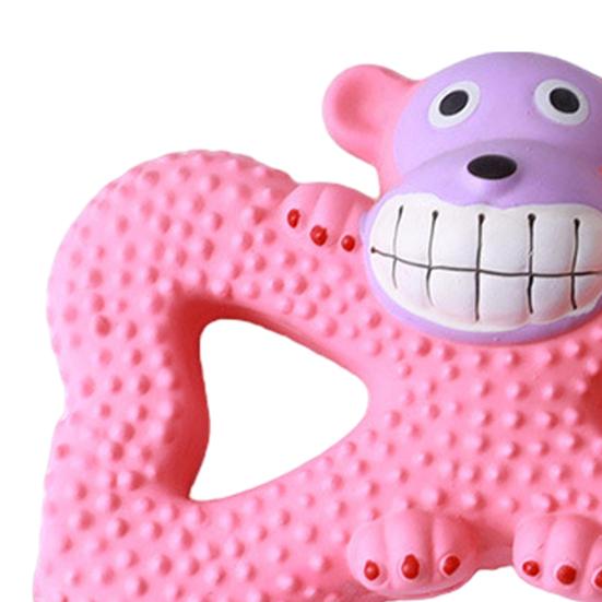 Squeaky Monkey Dog Toy Latex Monkey Shape Puppy Chew Toy Interactive Dog Teething Toy for Aggressive Chewers Teeth Cleaning Tug-of-War