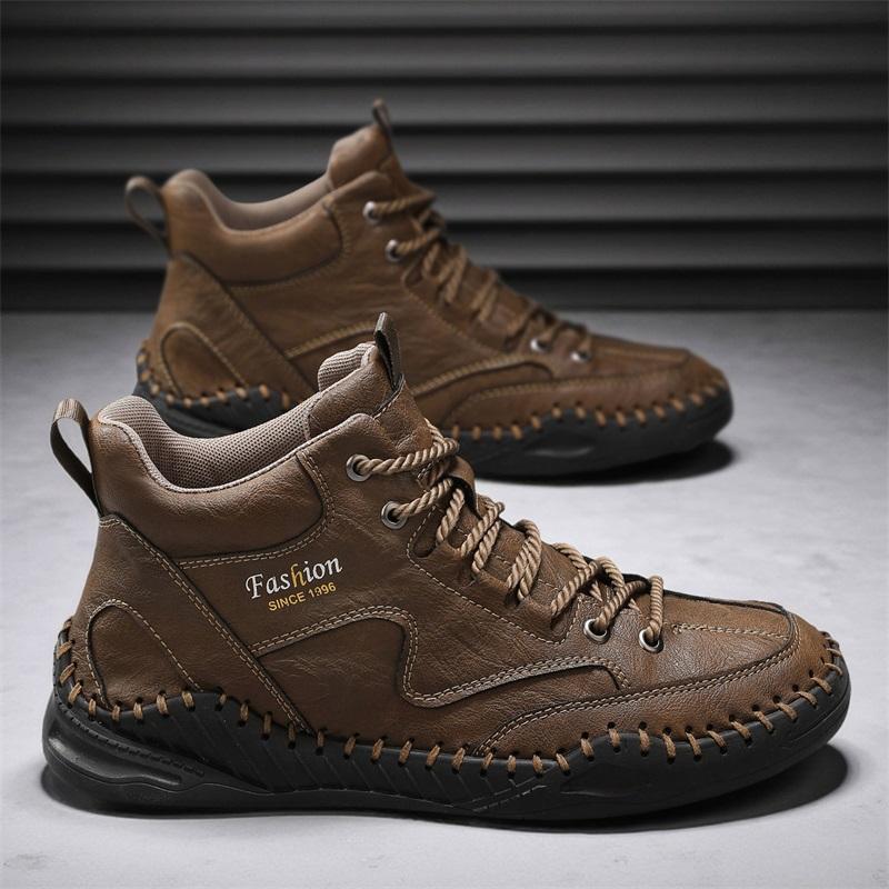 Herresko i store størrelser Håndsøm Lær Herrestøvler Spaltlær Fritidssko i lær Herre Ankelstøvletter