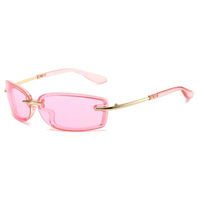 Trendy Y2K Rimless Sunglasses Women Steampunk Goggles Punk Shades UV400 Protection Unisex Outdoor Eyewear