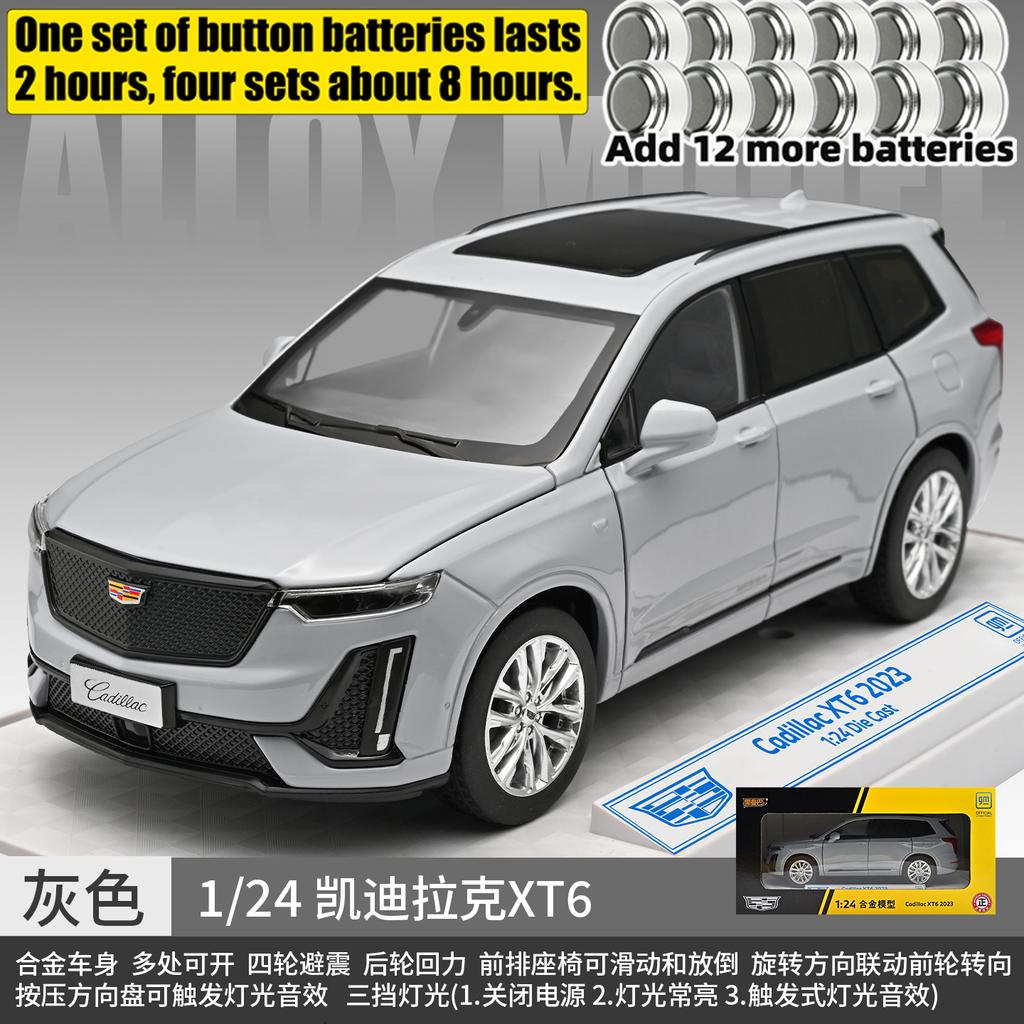1:24 Cadillac XT6 2023 Off Road SUV Alloy Car Model Diecast Metal Car Vehicles Model Simulation Sound & Light Collection Present