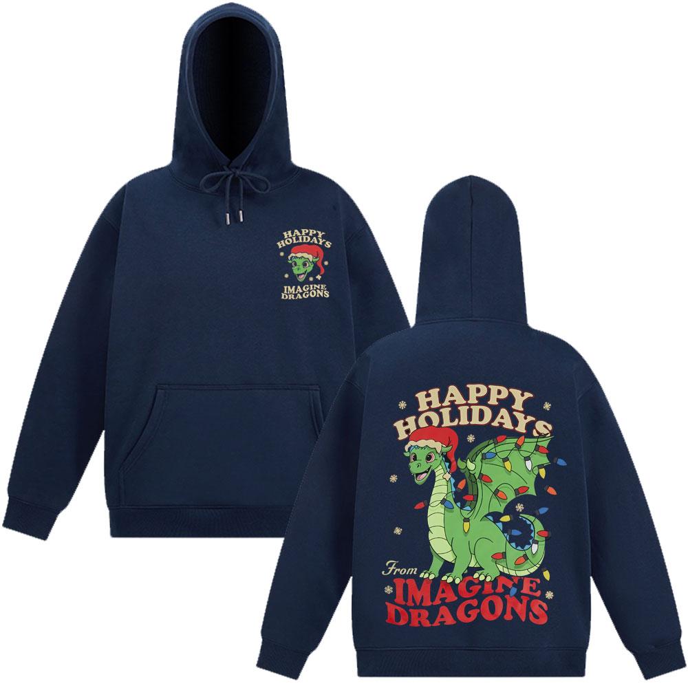 Imagine Dragons Loom World Tour 2025 Pullover Rockband Cartoon Drache Unisex Hip-Hop Loose Fleece Kapuzenpullover Streetwear