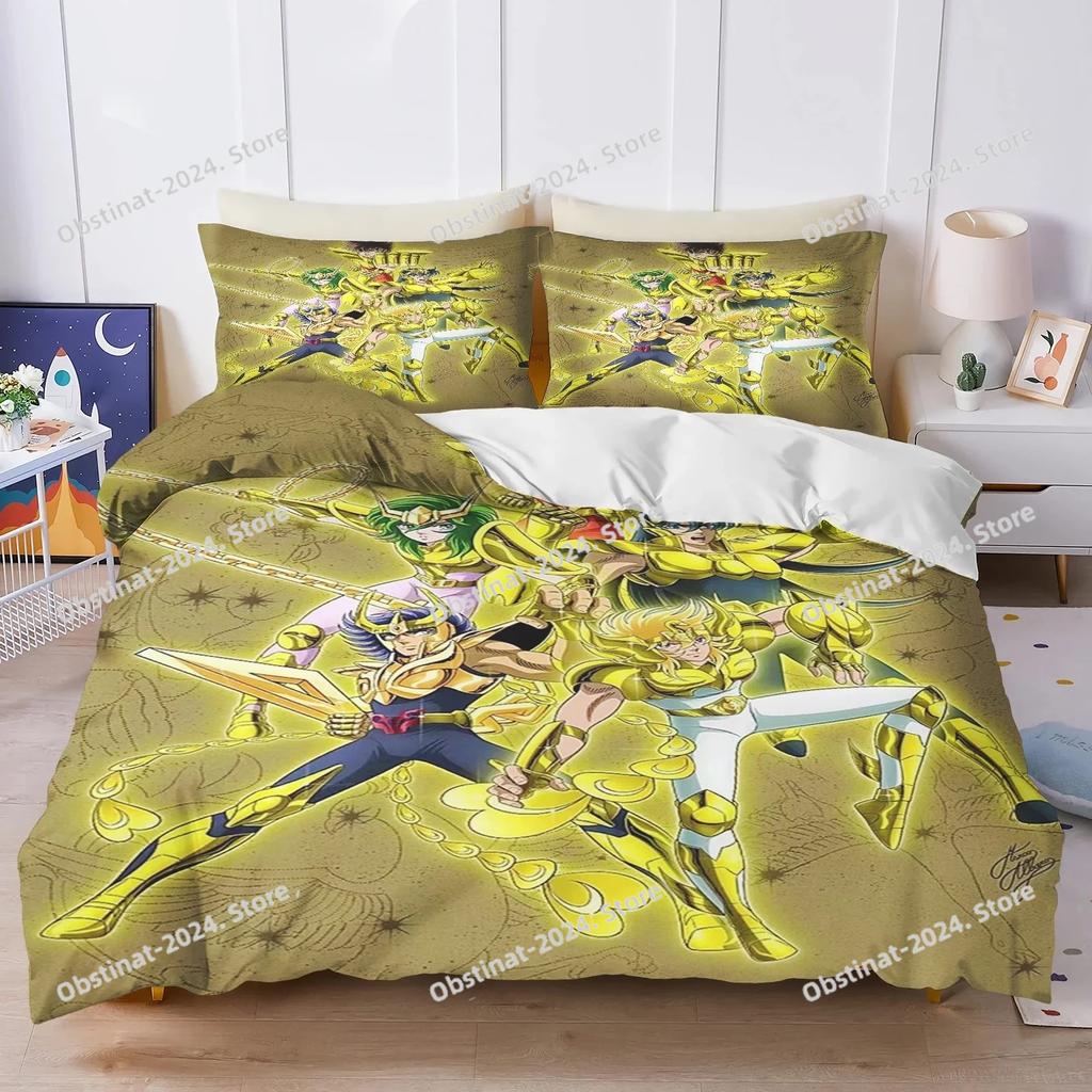3d Cartoon S-Saint Seiya Comforter Bedding Set Printed Duvet Cover Sheet Pillowcase Bed Soft Quilt Cover Full Queen King Size