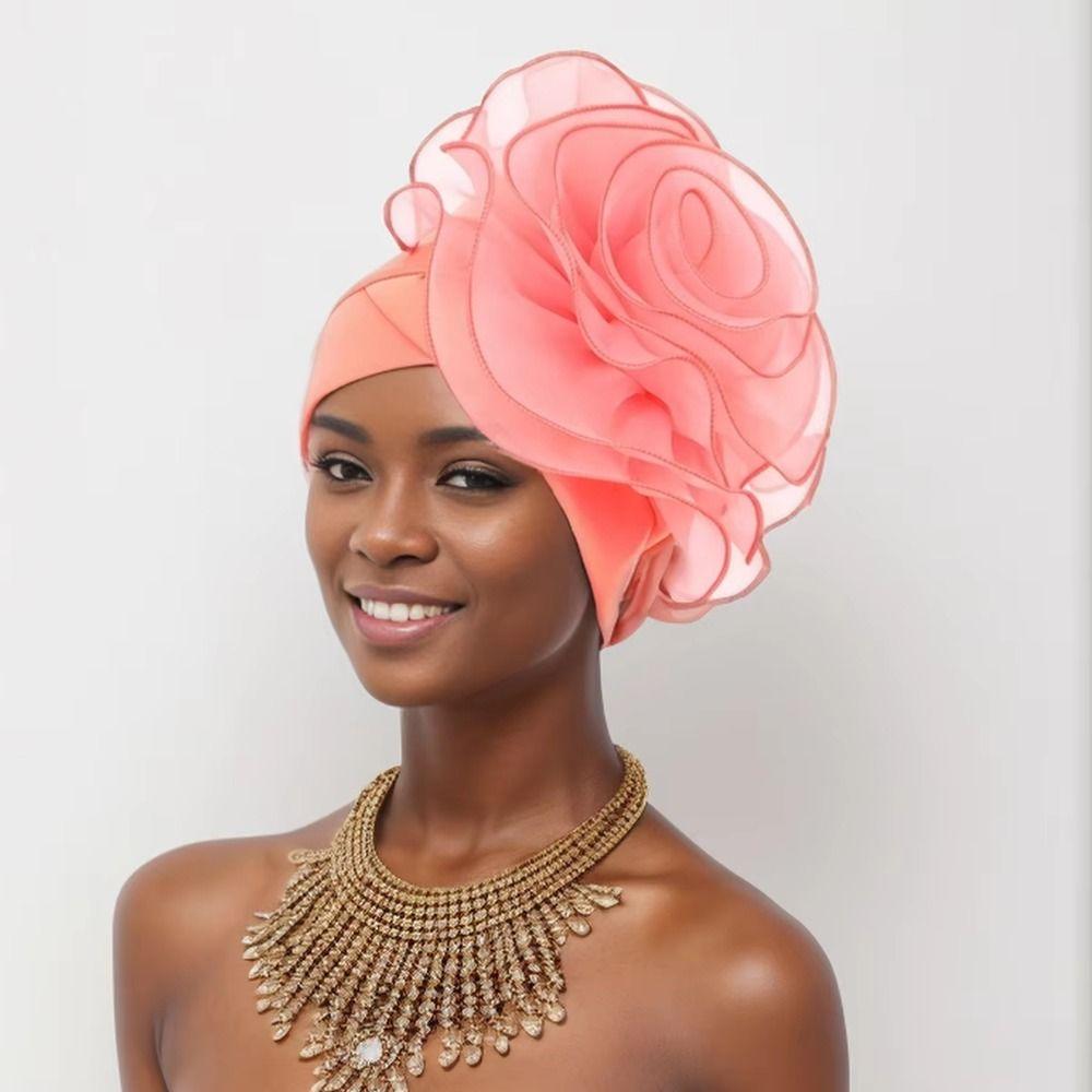 Big Flower Women's Turban Cap One Size Islamic Headscarf Head Wrap Cap  Ladies Hair Cover