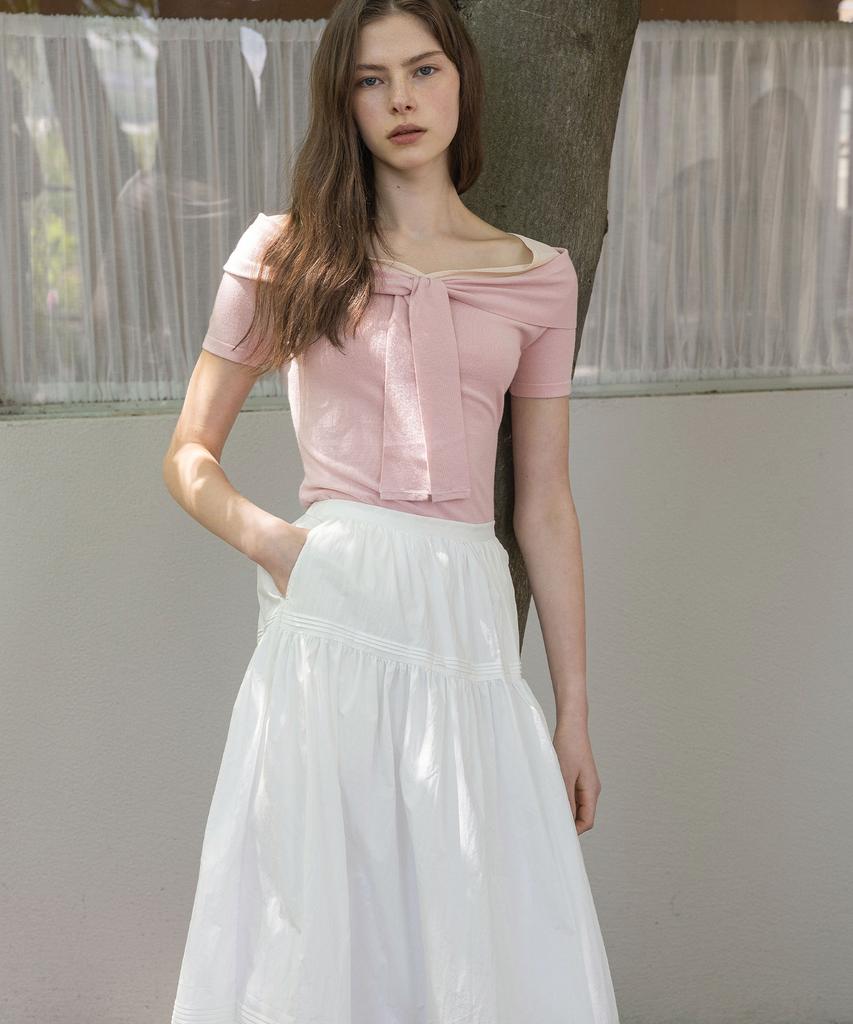 Rotre Domin Letter Lace White Skirt
