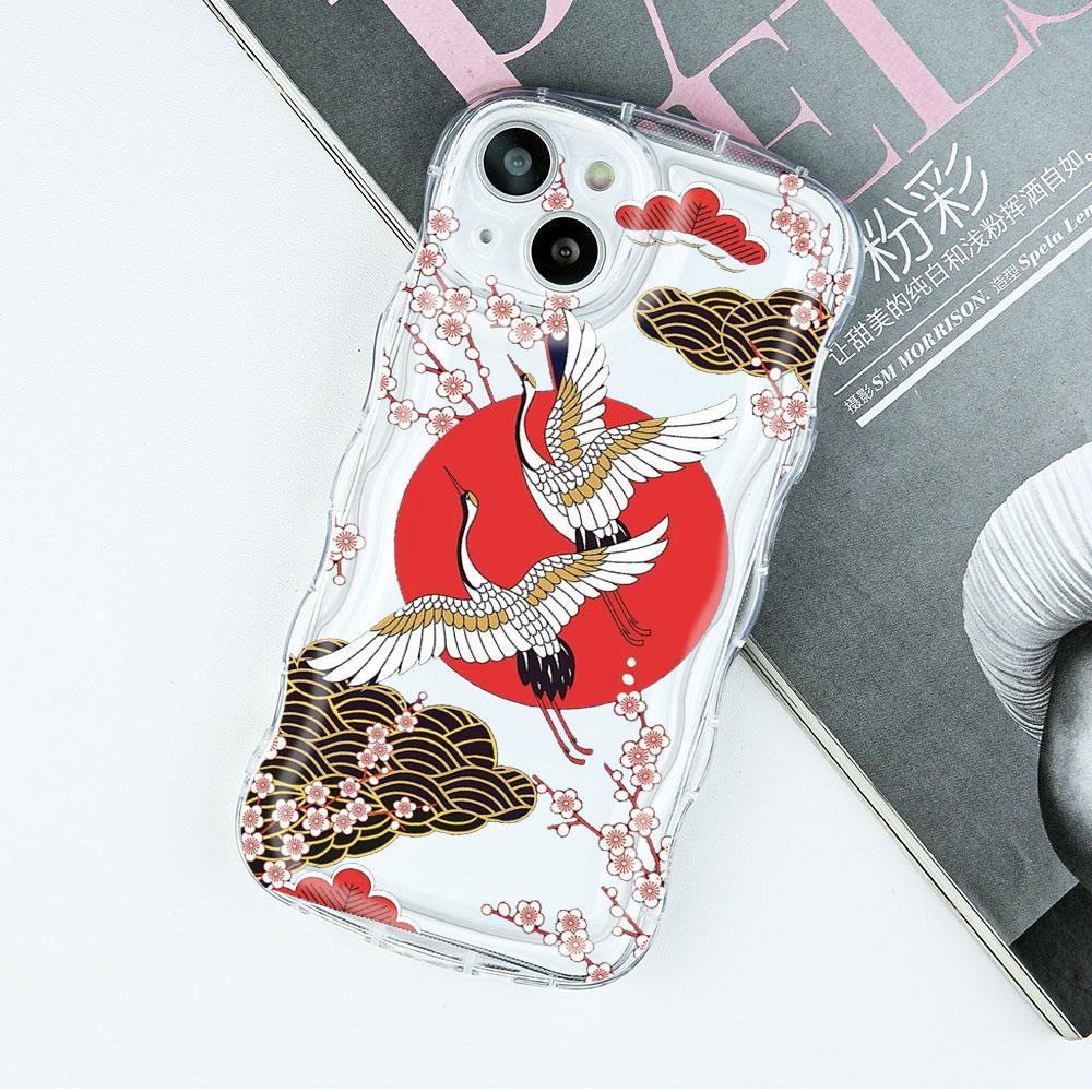 Crane Wave Chinese Style Phone Cases for IPhone 11 12 14 13 Pro Max Shell for IPhone 8 7 Plus SE20 XR XS MAX X Shockproof Covers