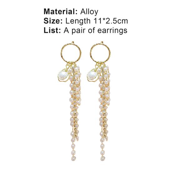 1 Pair Lady Dangle Earrings Imitation Pearl Rhinestone Durable Flower Tassel Luxury Drop Earrings
