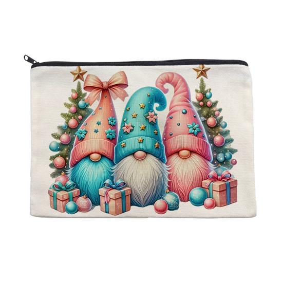Christmas Theme Makeup Bag, with Black Zipper, Wear-Resistant Toiletry Bag, Durable Canvas Storage Pouch, for Makeup Stationery And Small Items