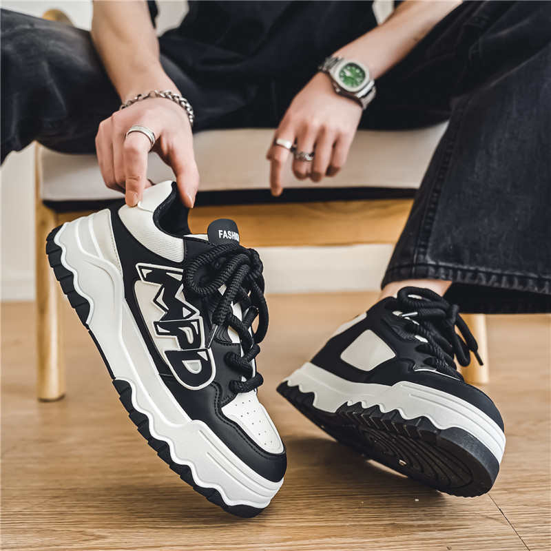 Übergröße Hiphop Elegant Schwarz Herrenschuhe Absätze Schnürstiefel Stiefel zum Ausgehen Sneakers Sport Übung Weiterverkauf Marken Super Sale