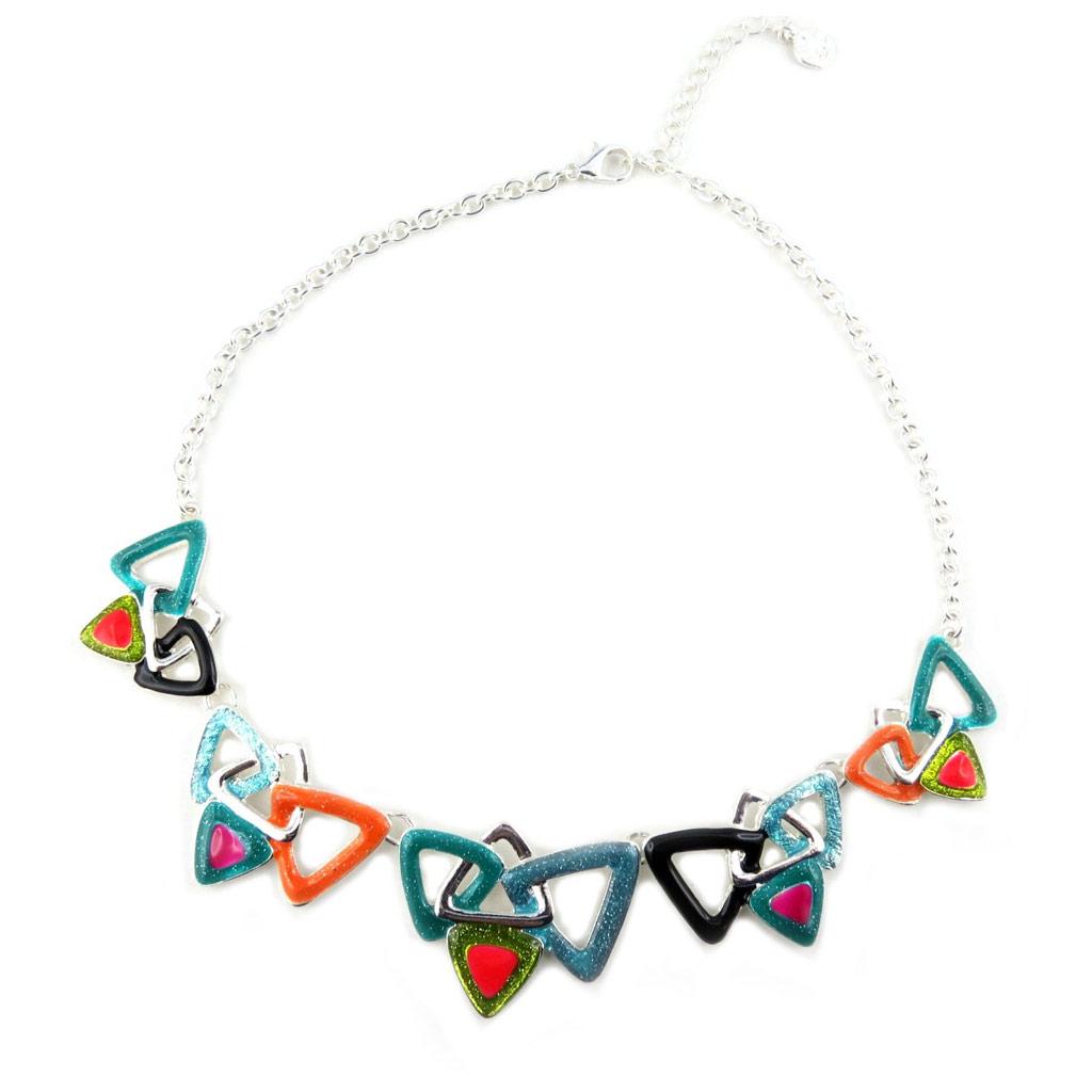 Les Trésors De Lily [P8423] - Collier Créateur 'Acapulco' turquoise vert orange - 30 mm