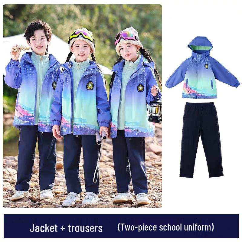 Set Uniforme Primaverile/Autunnale Scuola Primaria & Scuola dell'Infanzia - Outfit Sportivo a 3 Pezzi a Maniche Corte per la Prima Elementare