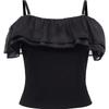 Women's Ruffle Ribbed Knit Off-Shoulder Top