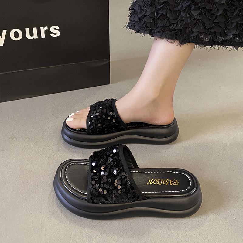 Muffin dicksohlige coole Hausschuhe Damen Sommerbekleidung 2025 neu hochwertig lässig Strand Ein-Wort-Slipper