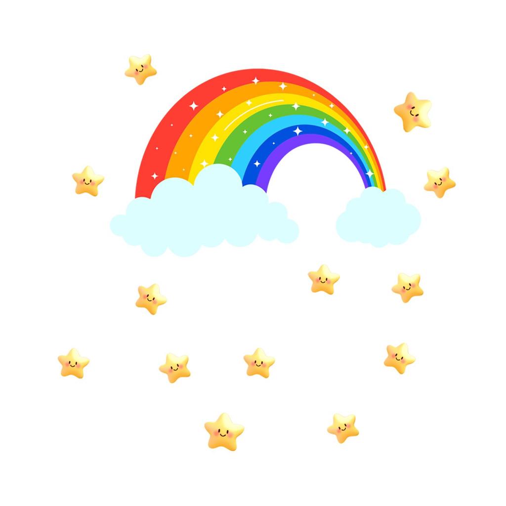 Luminous Rainbow Star Fluorescent Wall Stickers for Bedroom Decor