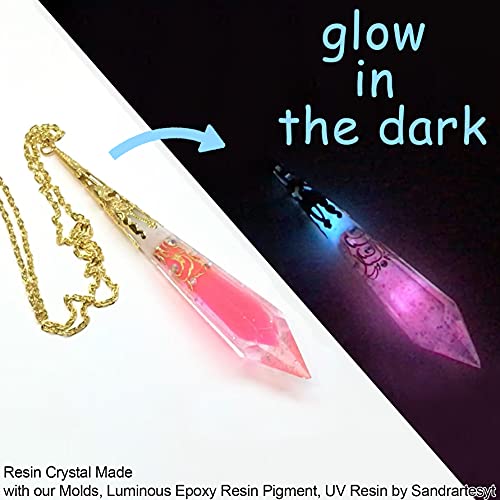 FUNSHOWCASE Pendulum Silicone Molds, Set of 12 (220 Beads Kit Included), with Caps for Crystals, Natural Stones, Minerals, Orgonite, UV Resin, Epoxy R