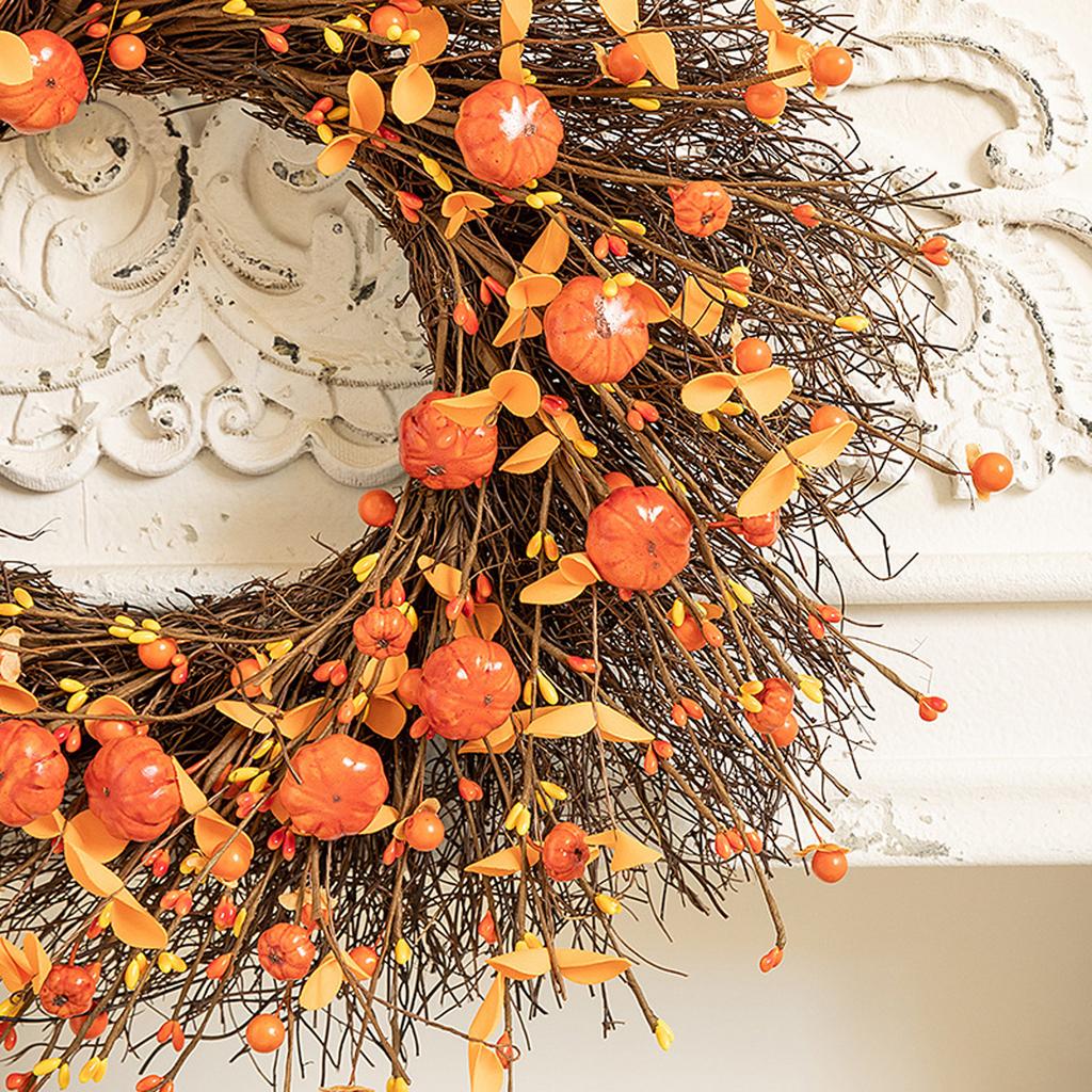Festival Simulation Flower Wreath, Flower Wreath, Thanksgiving Flower Wreath, Stamens, Pumpkin Branches, Handmade