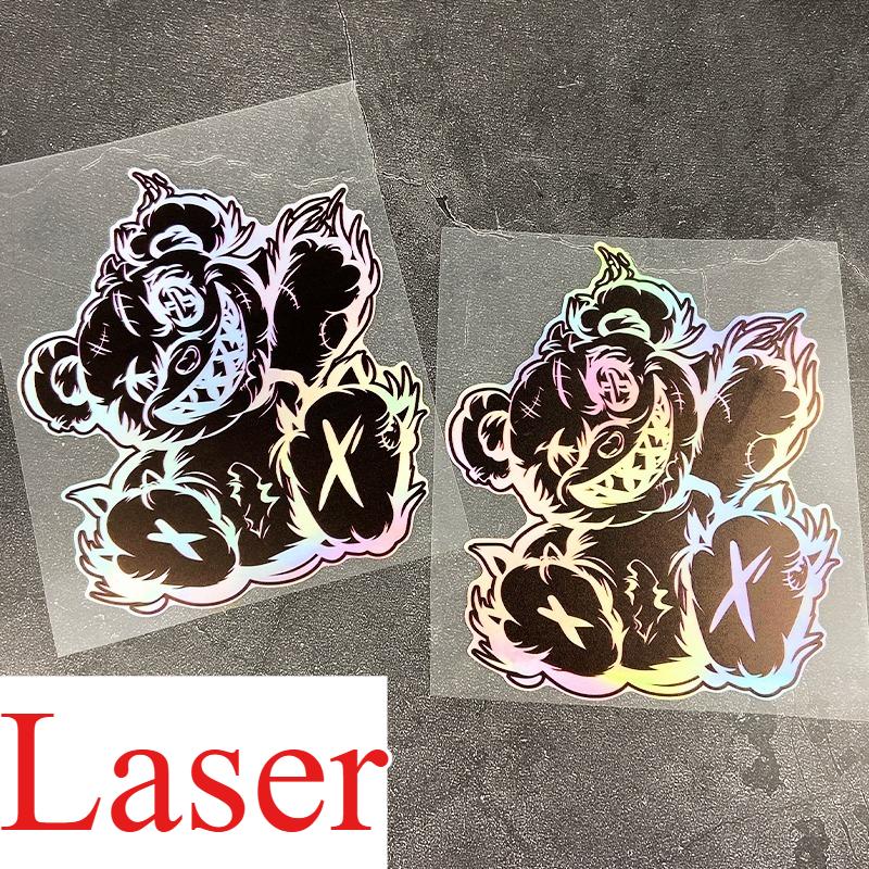 1PC Little Bear Laser Motorcycle Stickers Waterproof for DIY Motorbike Front Fairing Scooter Helmet Box Vinyl Decals Universal