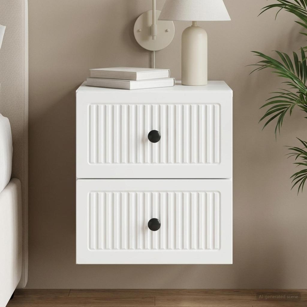Wall Mounted Nightstand White 33 x 34.5 x 40 cm Particleboard