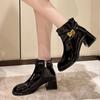 2024 Autumn and Winter New High Heel Women's Boots Fashion Belt Buckle Brand Designer Shoes Casual Short Boots Botas Femininas