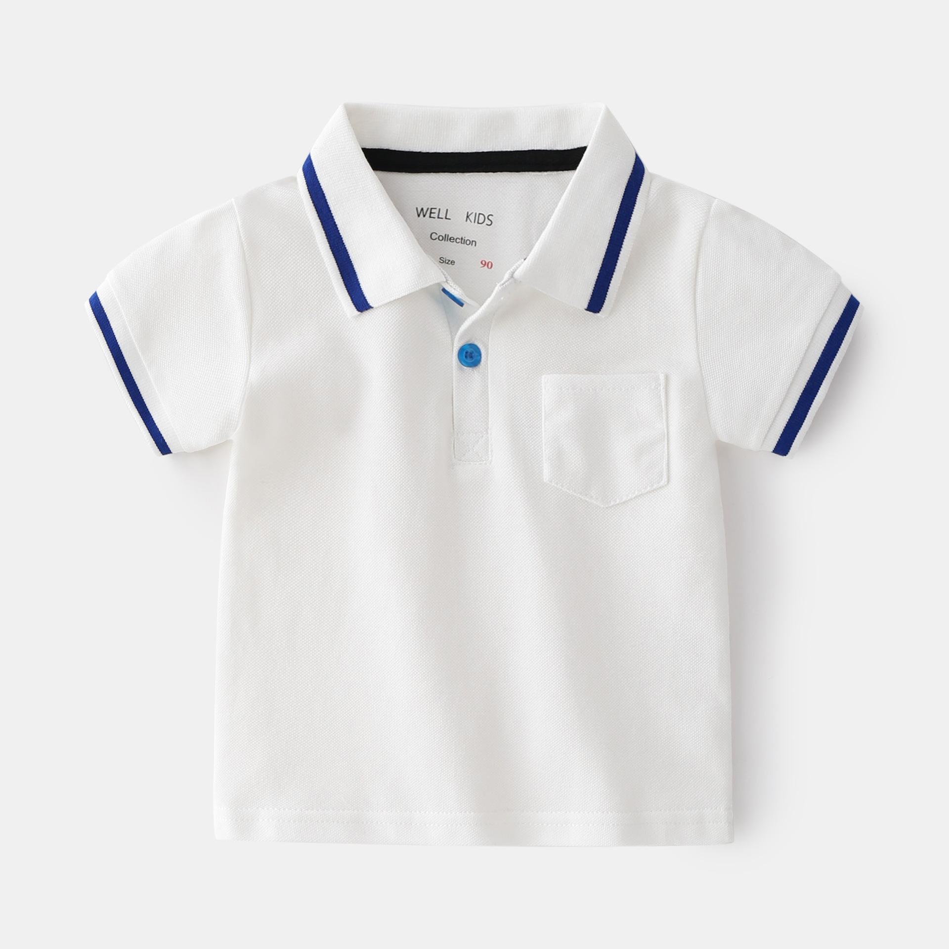 Kids Boys Summer Short Sleeve Polo Shirt Fashionable Casual College Style Tee 90cm белый