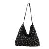 Design Sense Niche Canvas Bag Women's 2025 New Large-capacity Korean Leopard Print Floral Shoulder Student Printed Women's Bag