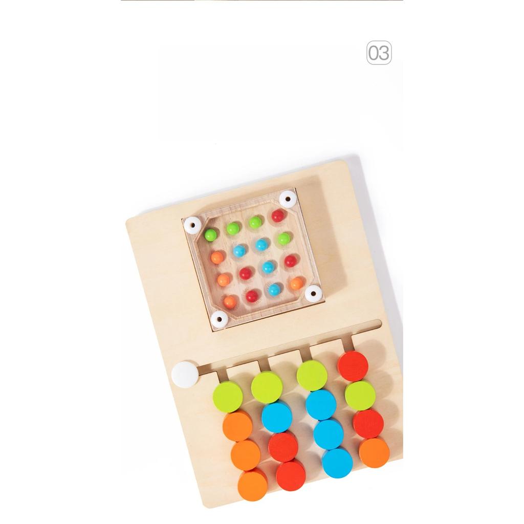 Montessori Wooden Shaking Bead Four-color Positioning Toy Color Shape Matching Cognition Learning Game Board Gifts for Children