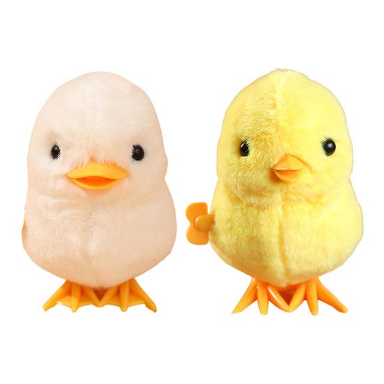 Wind Up Plush Toy High Imitation Decorative Soft Texture Clockwork Jumping Walking Chick Duck Toy for Festival