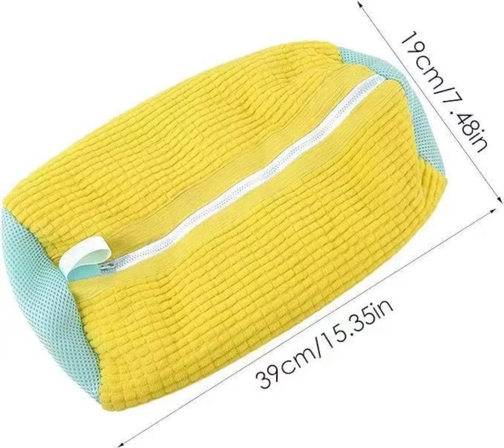 Durable Shoe Washing Machine Bag for All Shoe Types-Yellow with Blue Zipper,Ideal for Sneakers and Casual Shoes,Laundry Wash Bag
